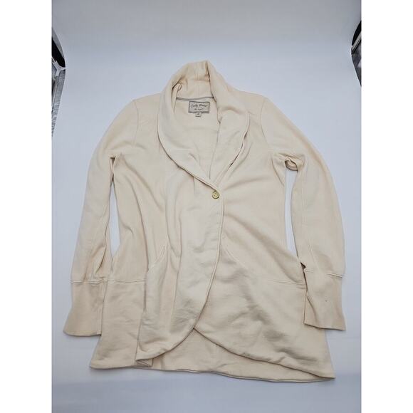 Lucky Brand Size Medium Cardigan Sweatshirt Jacket Cover Button Womens Beige Tan - Picture 1 of 7